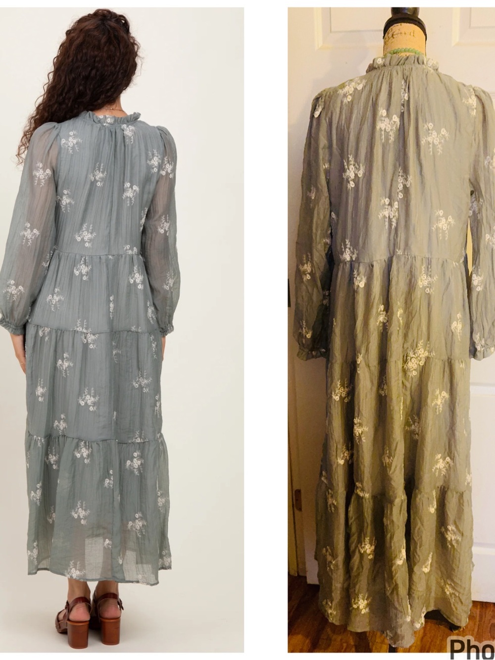 Boho Tiered Maxi Dress in Sage Green - Picture 2 of 12
